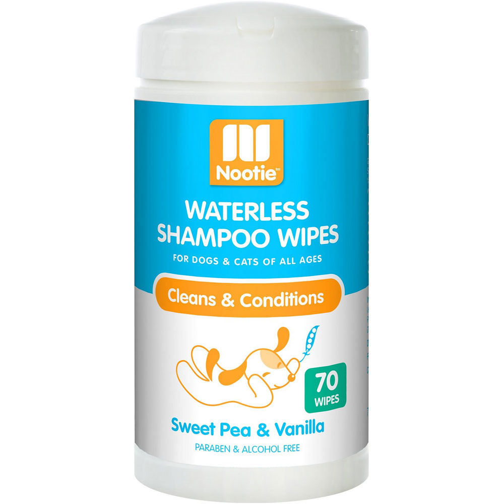 Nootie Sweet Pea & Vanilla Dog & Cat Waterless Shampoo Wipes, 70 count