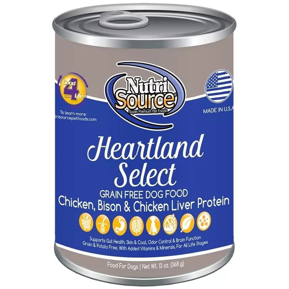 NutriSource Grain Free Heartland Select Formula Canned Dog Food, 13oz