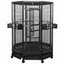 Octagon Parrot Cage 1" Bar Spacing - Black (52"x52"x74")