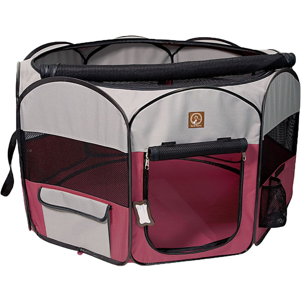 ONE4PETS-PORTABLE-PET-PLAYPEN-FUCHSIA-GREY-LARGE