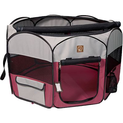 ONE4PETS-PORTABLE-PET-PLAYPEN-FUCHSIA-GREY-SMALL