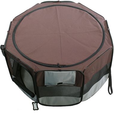 ONE4PETS-PORTABLE-PET-PLAYPEN-GREY-BROWN-SMALL