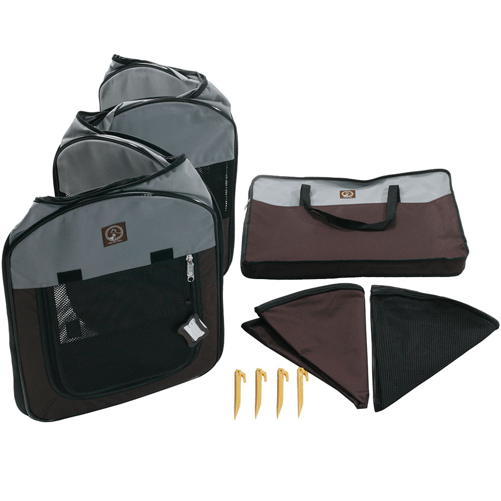 ONE4PETS-PORTABLE-PET-PLAYPEN-GREY-BROWN-XLARGE