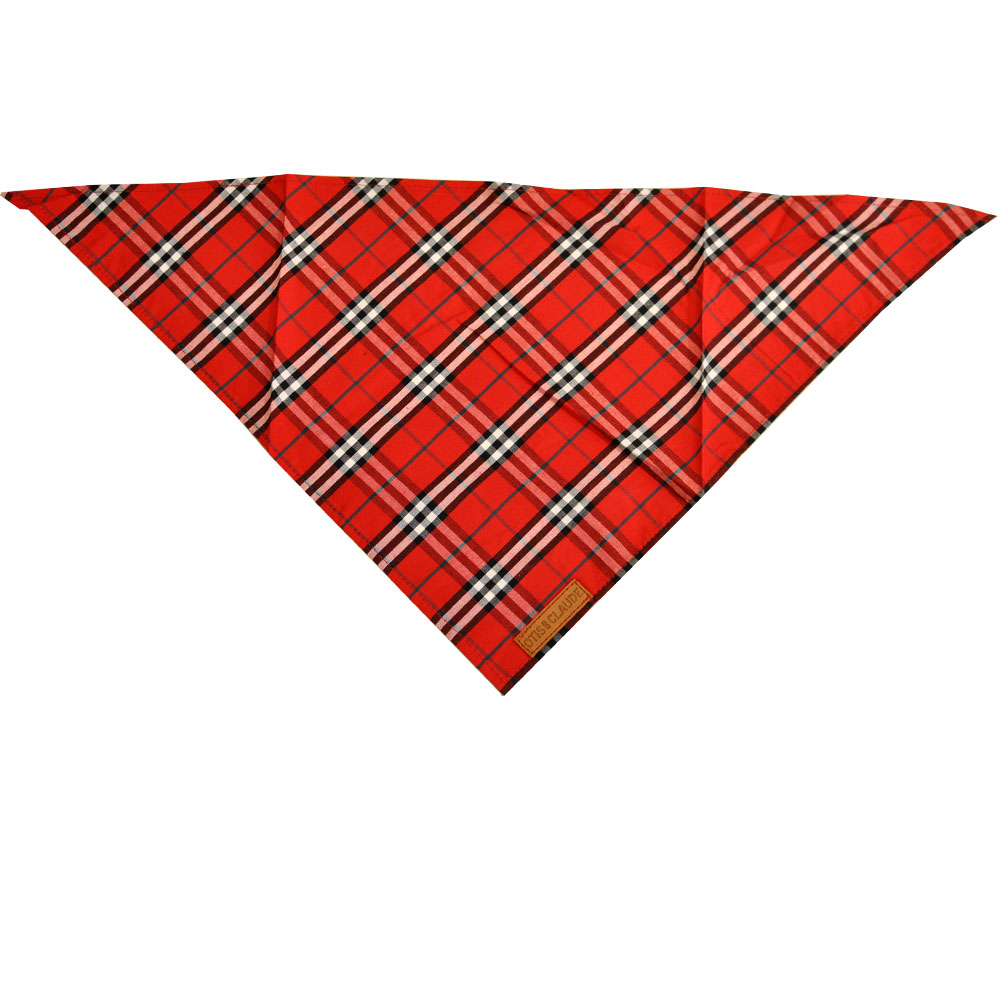 OTISCLAUDE-DOG-BANDANNA-WOOFBERRY-CHECK-PATTERN-LG-RED