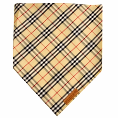 OTISCLAUDE-DOG-BANDANNA-WOOFBERRY-CHECK-PATTERN-LG-TAN