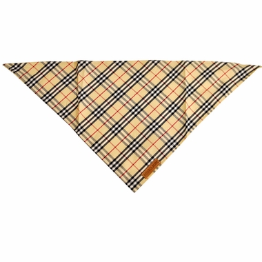 OTISCLAUDE-DOG-BANDANNA-WOOFBERRY-CHECK-PATTERN-LG-TAN