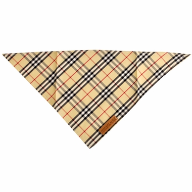 OTISCLAUDE-DOG-BANDANNA-WOOFBERRY-CHECK-PATTERN-SM-TAN
