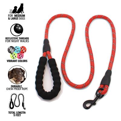 REFLECTIVE-ROPE-LEASH-RED