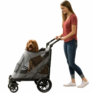 Pet Gear Excursion No-Zip Pet Stroller Dark Platinum