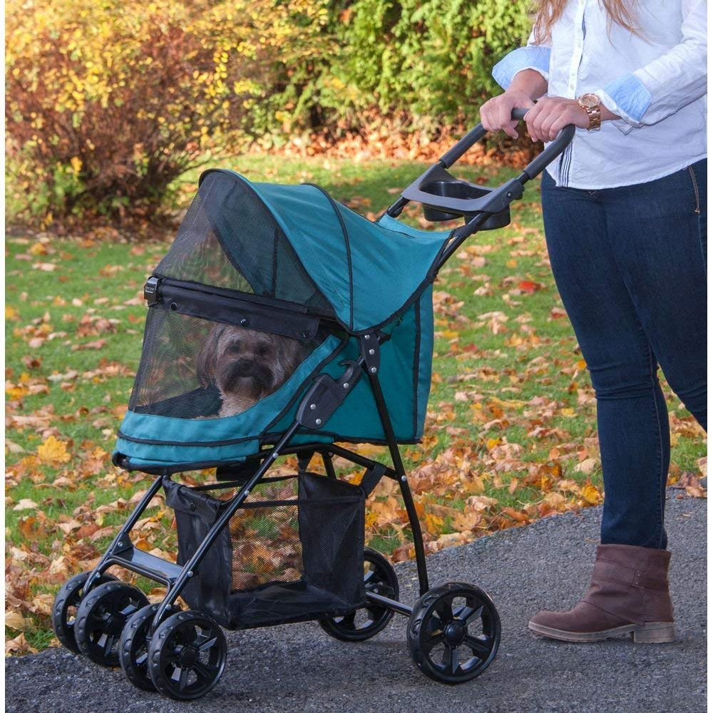 パパっと Pet Gear Happy Trails Lite No-Zip Pet Stroller - Pine Green