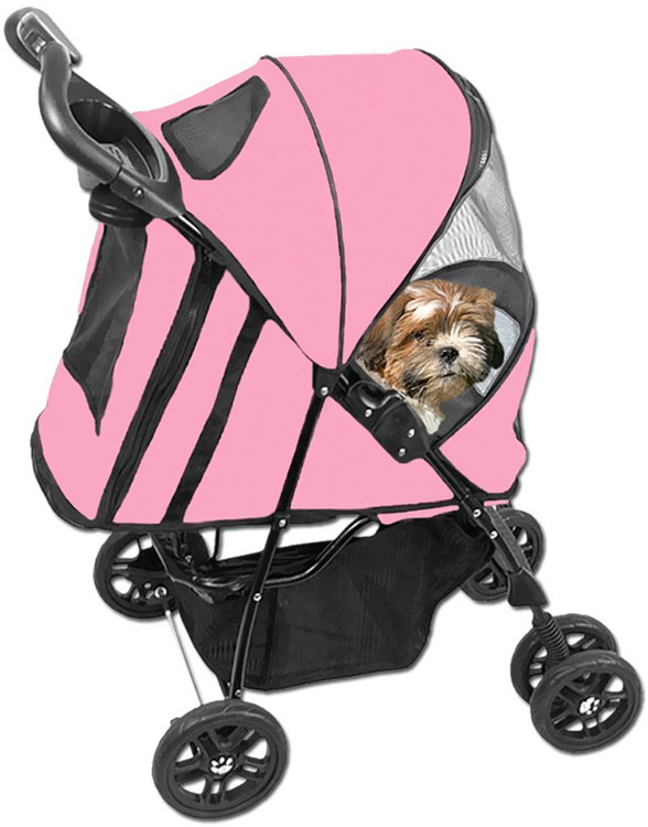 Pet Gear Happy Trails Stroller with Weather Cover Pink Ice On Sale