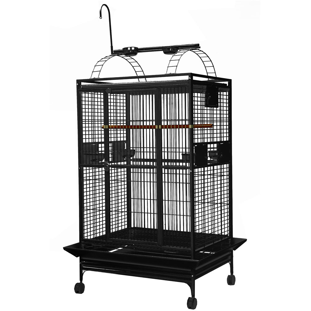 PLAY-TOP-BIRD-CAGE-1-BAR-SPACING-BLACK-36X28