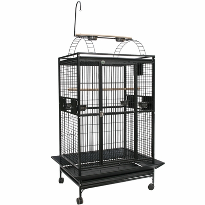 PLAY-TOP-BIRD-CAGE-1-BAR-SPACING-BLACK-40X30