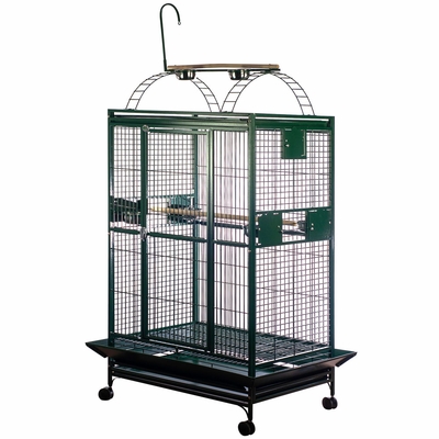 PLAY-TOP-BIRD-CAGE-1-BAR-SPACING-GREEN-40X30