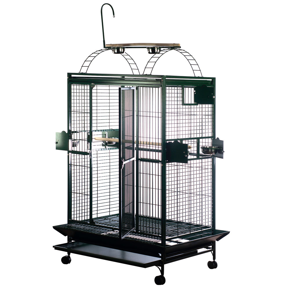 PLAY-TOP-BIRD-CAGE-1-BAR-SPACING-GREEN-40X30