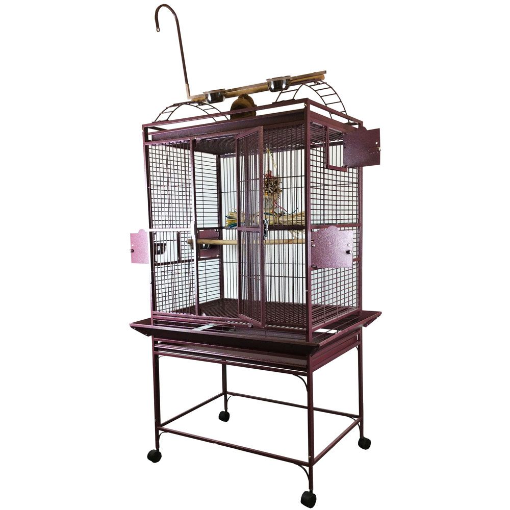 PLAY-TOP-BIRD-CAGE-5-8-BAR-SPACING-BURGUNDY-32X23