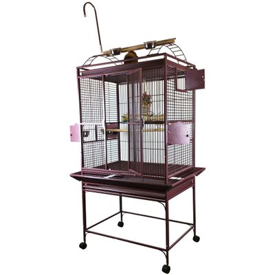PLAY-TOP-BIRD-CAGE-5-8-BAR-SPACING-BURGUNDY-32X23