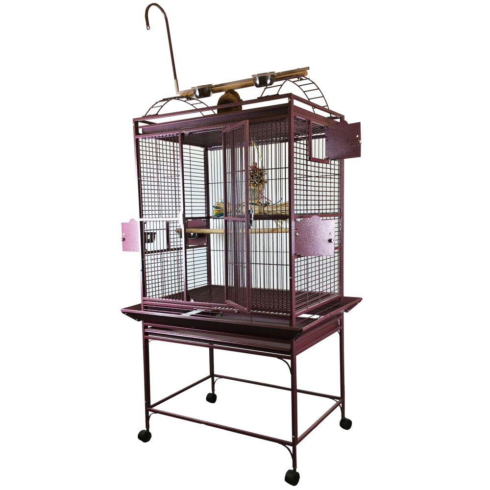 PLAY-TOP-BIRD-CAGE-5-8-BAR-SPACING-BURGUNDY-32X23