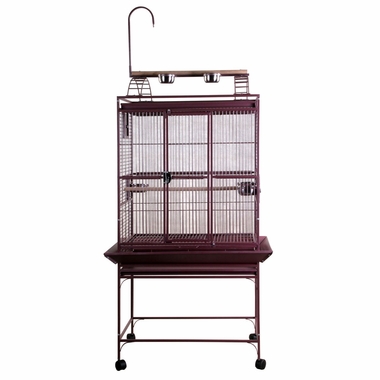 PLAY-TOP-BIRD-CAGE-5-8-BAR-SPACING-BURGUNDY-32X23