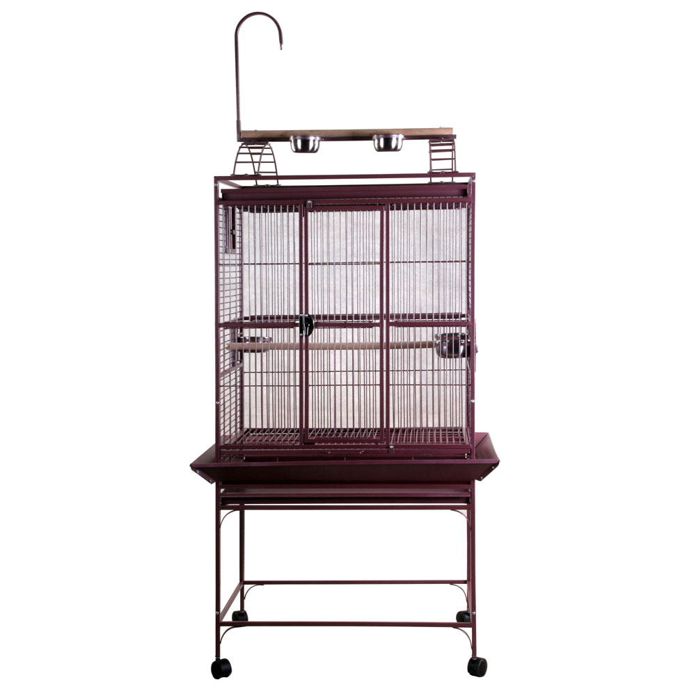 PLAY-TOP-BIRD-CAGE-5-8-BAR-SPACING-BURGUNDY-32X23