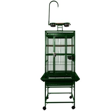 PLAY-TOP-BIRD-CAGE-5-8-BAR-SPACING-GREEN-18X18