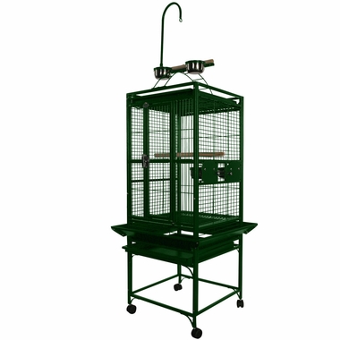 PLAY-TOP-BIRD-CAGE-5-8-BAR-SPACING-GREEN-18X18