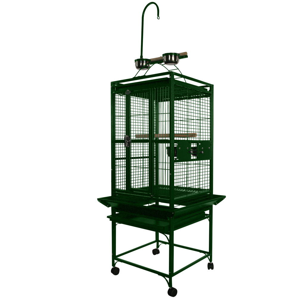 PLAY-TOP-BIRD-CAGE-5-8-BAR-SPACING-GREEN-18X18
