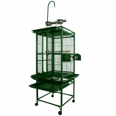 PLAY-TOP-BIRD-CAGE-5-8-BAR-SPACING-GREEN-18X18