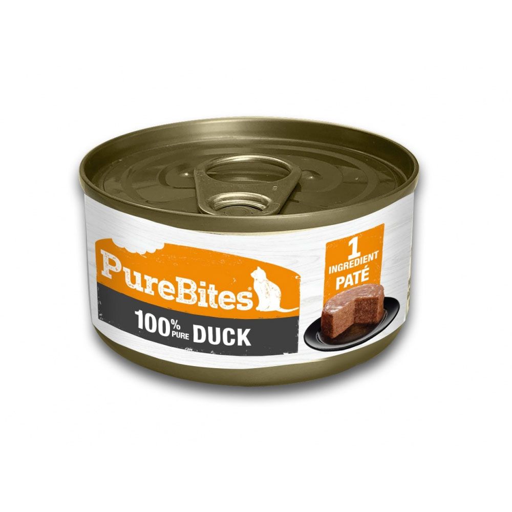 PureBites 100 Pure Duck Pate Food Topper for Cats, 2.5oz, case of 12