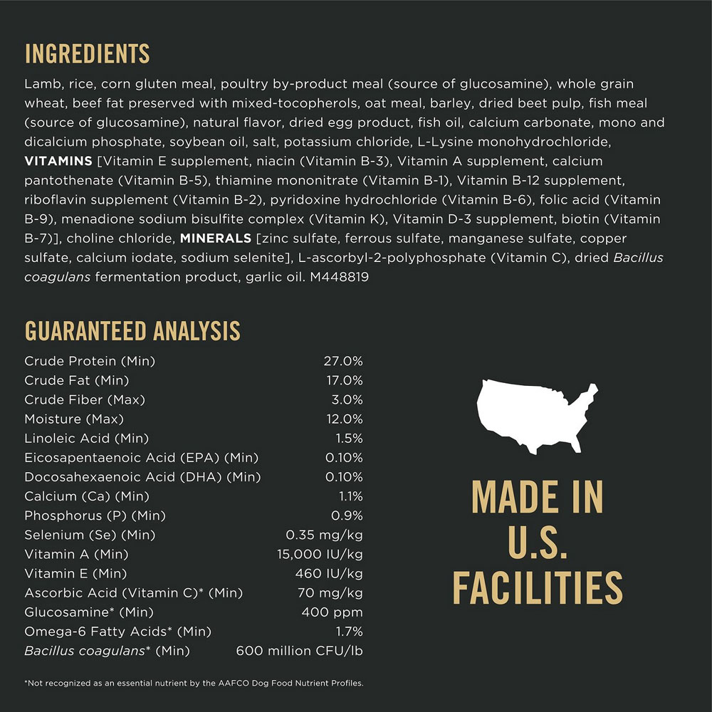 Purina Pro Plan All Life Stages Small Bites Lamb & Rice Formula Dry Dog Food, 37.5lb bag On