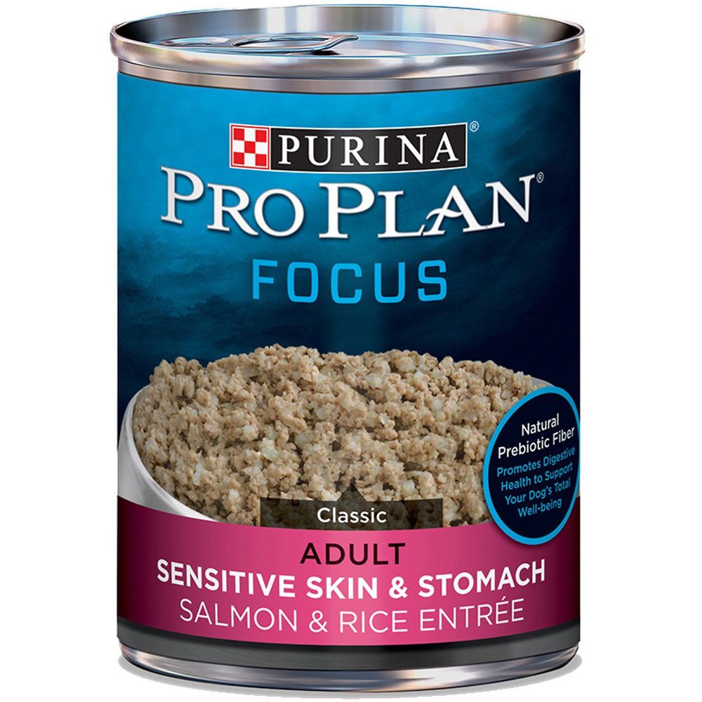 Purina Pro Plan Focus Adult Classic Sensitive Skin & Stomach Salmon & Rice Entree Canned Dog