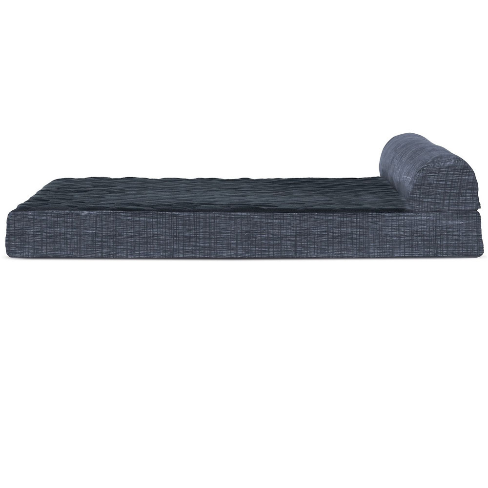FurHaven Quilted Fleece & Print Suede Chaise Lounge Cooling Gel Top Sofa Pet Bed
