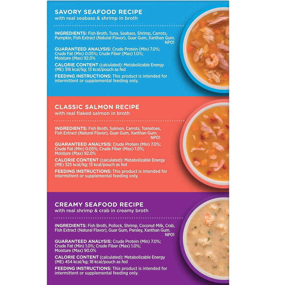 Rachael Ray Nutrish Purrfect Broths Seafood Cat Food Pouches Variety