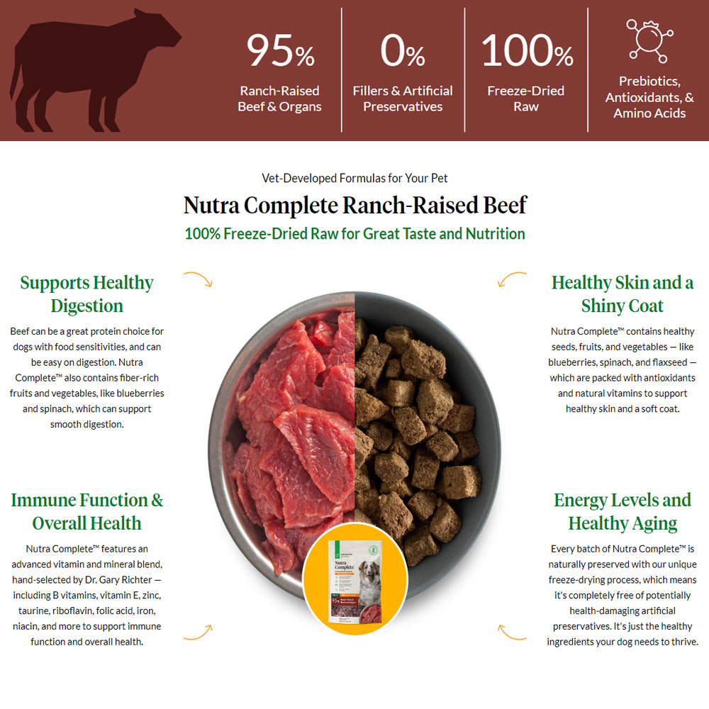 Ultimate Pet Nutrition Freeze Dried Raw Nutra Complete Beef Dog Food 5