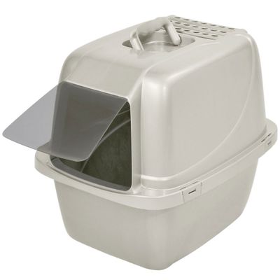 Van Ness Enclosed Cat Litter Pan, Large White, 19.5" x 15.25" x 17"