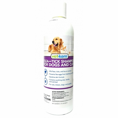 Vet Kem Flea Tick Shampoo for Dogs Cats (12 oz) On Sale