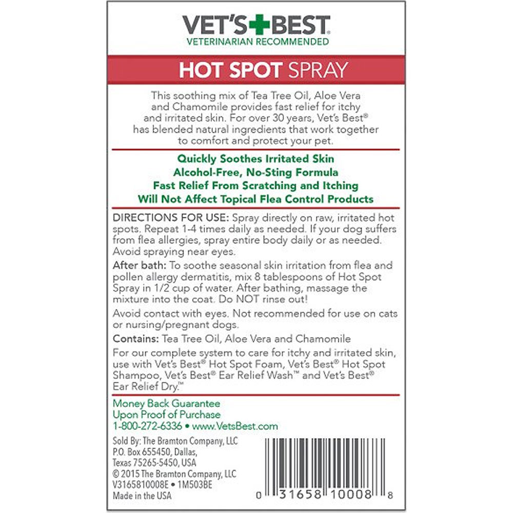Vet's Best Hot Spot Spray for Dogs, 8oz bottle On Sale EntirelyPets