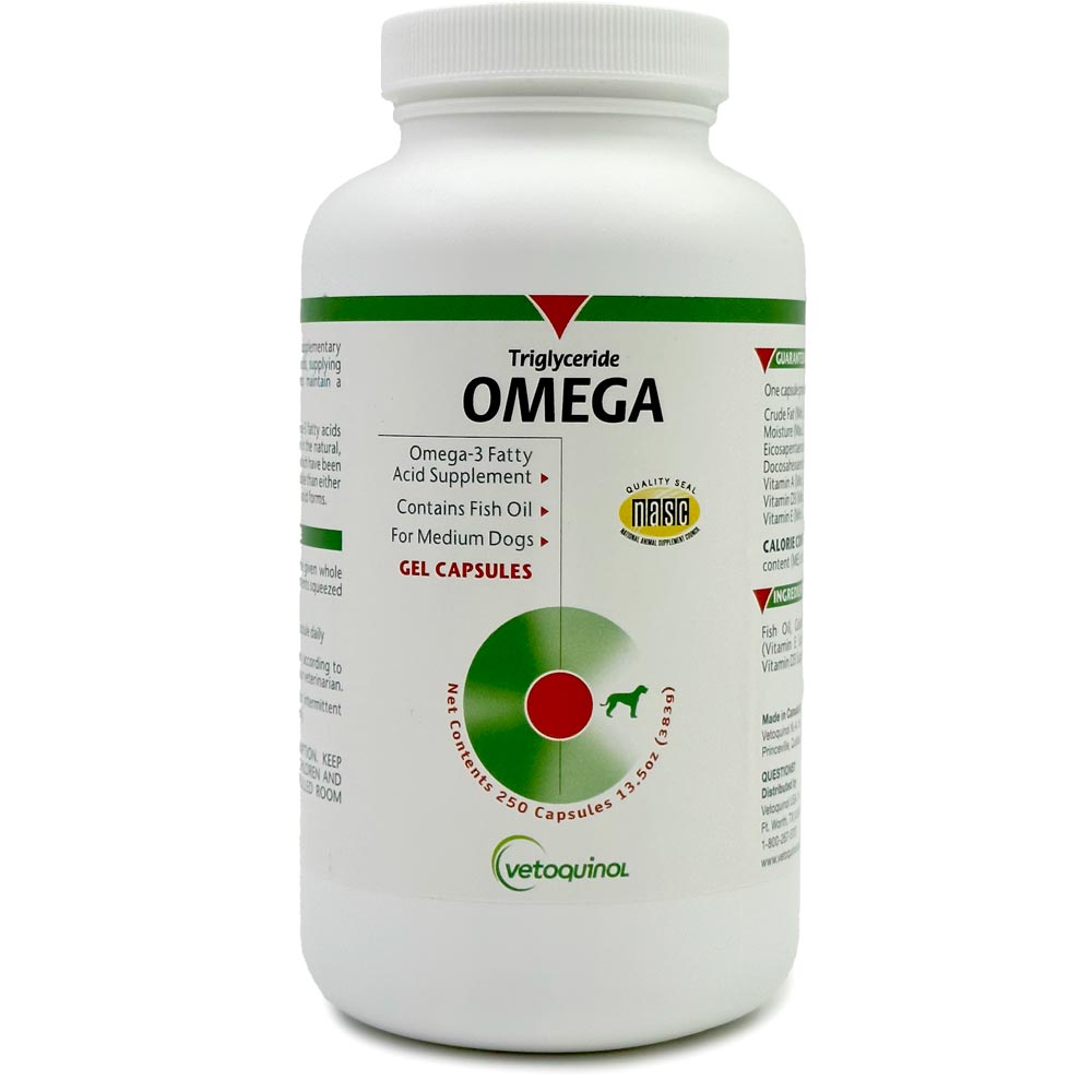 Vetoquinol Care Triglyceride Omega Supplement for Medium Dogs (250 Capules)