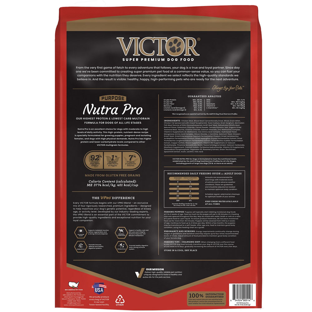 VICTOR Purpose Nutra Pro Dry Dog Food, 15lb bag On Sale EntirelyPets