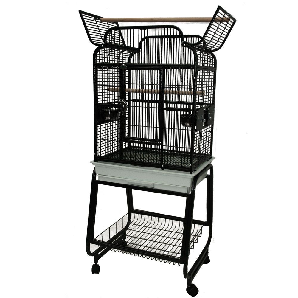 VICTORIAN-TOP-BIRD-CAGE-PLASTIC-BASE-BLACK-22X18