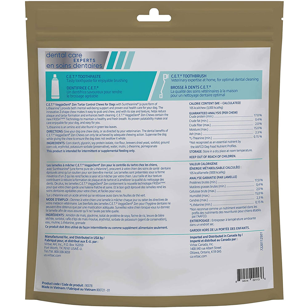 VIRBAC-CET-VEGGIEDENT-ZEN-LG-30CT