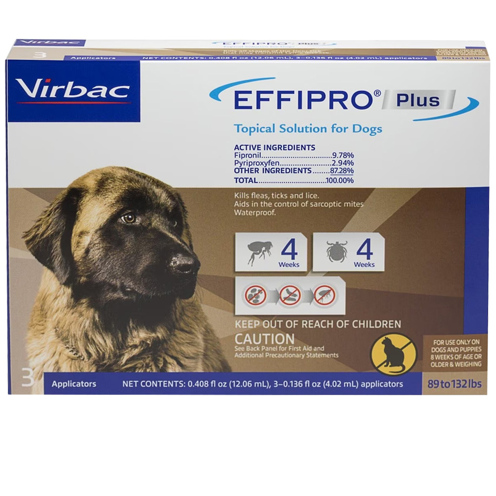 VIRBAC-EFFIPRO-FLEA-TICK-SPOT-DOGS-89-132-LBS-3-DOSES