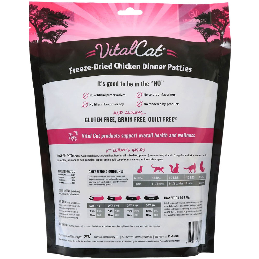 Vital Essentials Chicken Dinner Patties GrainFree Limited Ingredient