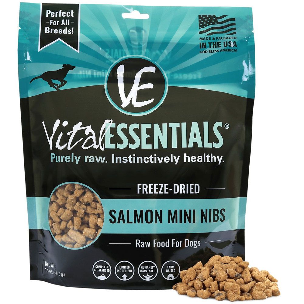 Vital Essentials Salmon Mini Nibs GrainFree FreezeDried Dog Food, 14