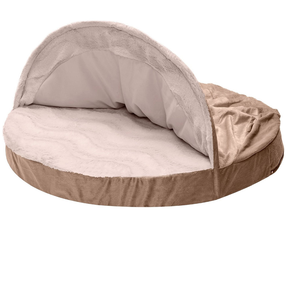 FurHaven Wave Fur & Velvet Snuggery Memory Top Foam Pet Bed