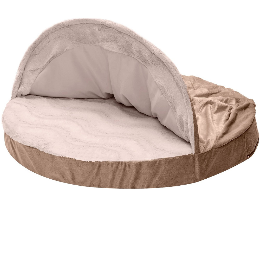 FurHaven Wave Fur & Velvet Snuggery Gel Top Foam Pet Bed
