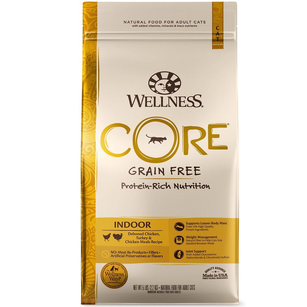 Wellness CORE GrainFree Indoor Formula Dry Cat Food, 5lb bag On