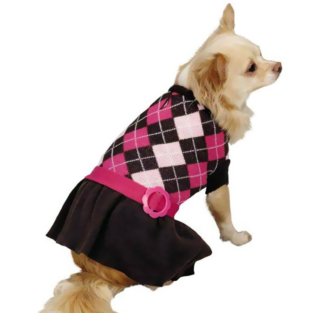 Zack & Zoey Argyle Prep Sweater Dress Pink