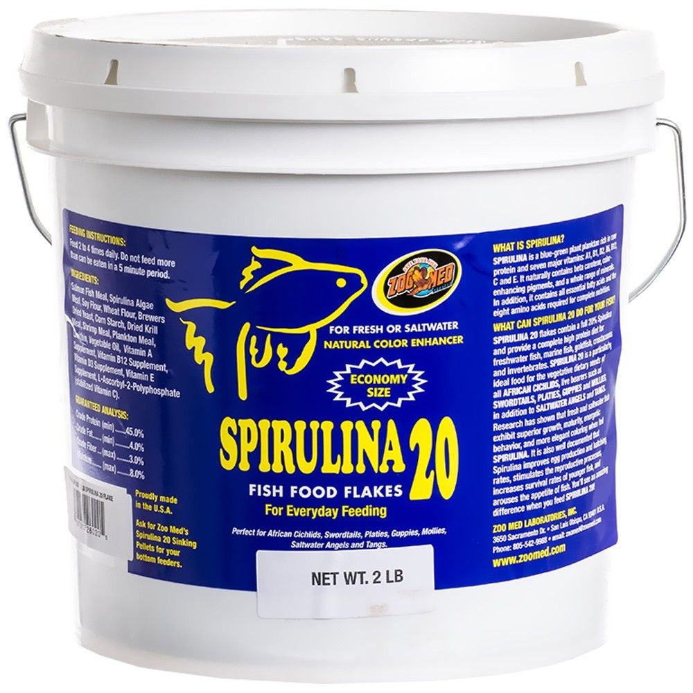 Zoo Med Spirulina 20 Fish Food Flakes & Sinking Sticks On Sale