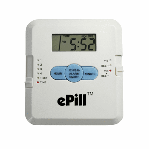 4 Alarm Pocket Pillbox <br>Vibrates and/or Beeps